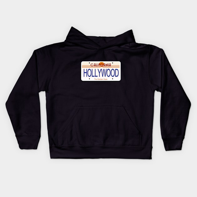 Hollywood California State License Plate Kids Hoodie by Mel's Designs